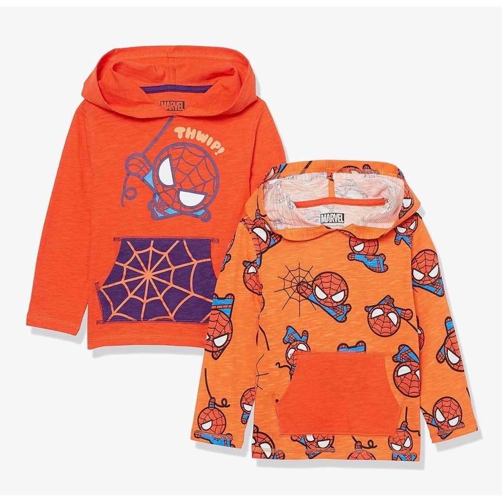 Amazon Essentials Disney Marvel Spiderman Lightweight Hooded‎ LS 3T NWT  2 pc